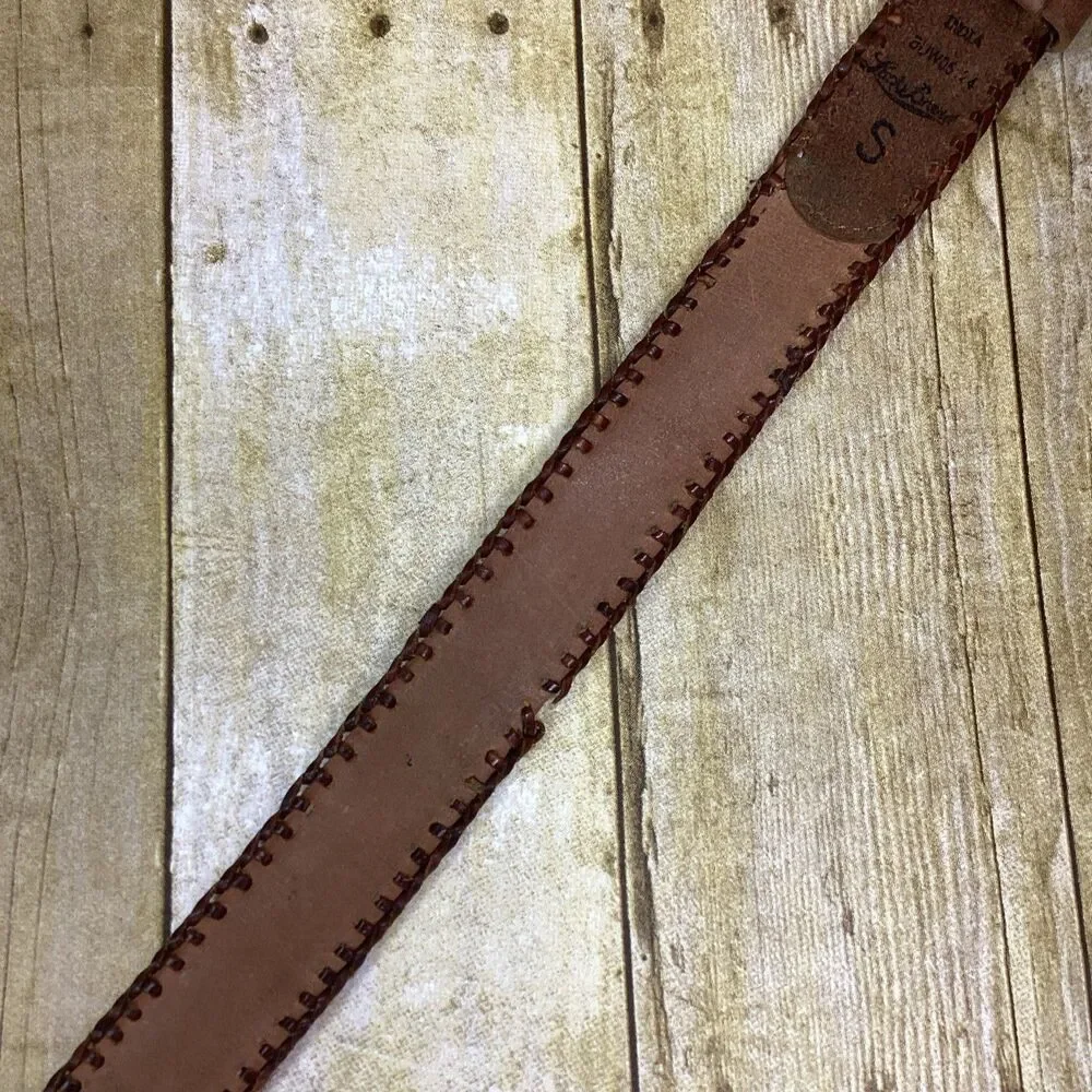 Lucky Brand Boho Embroidered Leather Belt Small Size S Western Aztec Braid Edge